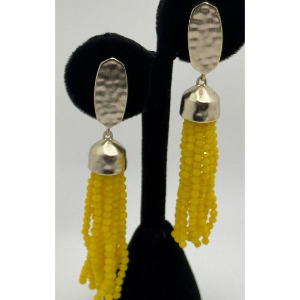 Kendra Scott Marin Yellow Beaded Tassel Dangle Earrings